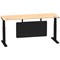 Air Modesty 1800mm Slim Rectangular Height Adjustable Desk, Black Leg & Modesty Panel, Maple