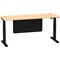 Air Modesty 1800mm Slim Rectangular Height Adjustable Desk, Black Leg & Modesty Panel, Maple
