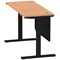 Air Modesty 1400mm Slim Rectangular Height Adjustable Desk, Black Leg & Modesty Panel, Oak Air Modesty 1400mm Slim Rectangular Height Adjustable Desk, Black Leg & Modesty Panel, Oak