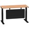 Air Modesty 1400mm Slim Rectangular Height Adjustable Desk, Black Leg & Modesty Panel, Oak Air Modesty 1400mm Slim Rectangular Height Adjustable Desk, Black Leg & Modesty Panel, Oak
