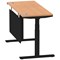 Air Modesty 1400mm Slim Rectangular Height Adjustable Desk, Black Leg & Modesty Panel, Oak Air Modesty 1400mm Slim Rectangular Height Adjustable Desk, Black Leg & Modesty Panel, Oak