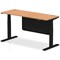 Air Modesty 1600mm Slim Rectangular Height Adjustable Desk, Black Leg & Modesty Panel, Oak