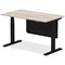 Air Modesty 1400mm Rectangular Height Adjustable Desk, Black Leg & Modesty Panel, Grey Oak