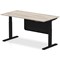 Air Modesty 1600mm Rectangular Height Adjustable Desk, Black Leg & Modesty Panel, Grey Oak