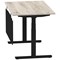 Air Modesty 1200mm Rectangular Cable Port Height Adjustable Desk, Black Leg & Modesty Panel, Grey Oak