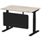 Air Modesty 1200mm Rectangular Cable Port Height Adjustable Desk, Black Leg & Modesty Panel, Grey Oak