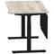Air Modesty 1200mm Rectangular Cable Port Height Adjustable Desk, Black Leg & Modesty Panel, Grey Oak