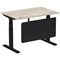 Air Modesty 1200mm Rectangular Cable Port Height Adjustable Desk, Black Leg & Modesty Panel, Grey Oak