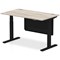 Air Modesty 1400mm Rectangular Cable Port Height Adjustable Desk, Black Leg & Modesty Panel, Grey Oak Air Modesty 1400mm Rectangular Cable Port Height Adjustable Desk, Black Leg & Modesty Panel, Grey Oak