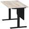 Air Modesty 1400mm Rectangular Cable Port Height Adjustable Desk, Black Leg & Modesty Panel, Grey Oak Air Modesty 1400mm Rectangular Cable Port Height Adjustable Desk, Black Leg & Modesty Panel, Grey Oak