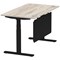 Air Modesty 1400mm Rectangular Cable Port Height Adjustable Desk, Black Leg & Modesty Panel, Grey Oak