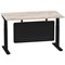 Air Modesty 1400mm Rectangular Cable Port Height Adjustable Desk, Black Leg & Modesty Panel, Grey Oak