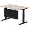 Air Modesty 1400mm Rectangular Cable Port Height Adjustable Desk, Black Leg & Modesty Panel, Grey Oak