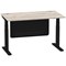 Air Modesty 1400mm Rectangular Cable Port Height Adjustable Desk, Black Leg & Modesty Panel, Grey Oak
