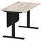 Air Modesty 1400mm Rectangular Cable Port Height Adjustable Desk, Black Leg & Modesty Panel, Grey Oak