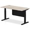 Air Modesty 1600mm Rectangular Cable Port Height Adjustable Desk, Black Leg & Modesty Panel, Grey Oak