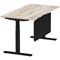 Air Modesty 1600mm Rectangular Cable Port Height Adjustable Desk, Black Leg & Modesty Panel, Grey Oak