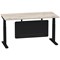 Air Modesty 1600mm Rectangular Cable Port Height Adjustable Desk, Black Leg & Modesty Panel, Grey Oak