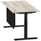 Air Modesty 1600mm Rectangular Cable Port Height Adjustable Desk, Black Leg & Modesty Panel, Grey Oak
