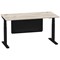 Air Modesty 1600mm Rectangular Cable Port Height Adjustable Desk, Black Leg & Modesty Panel, Grey Oak