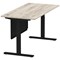 Air Modesty 1600mm Rectangular Cable Port Height Adjustable Desk, Black Leg & Modesty Panel, Grey Oak