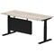 Air Modesty 1800mm Rectangular Cable Port Height Adjustable Desk, Black Leg & Modesty Panel, Grey Oak