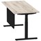 Air Modesty 1800mm Rectangular Cable Port Height Adjustable Desk, Black Leg & Modesty Panel, Grey Oak Air Modesty 1800mm Rectangular Cable Port Height Adjustable Desk, Black Leg & Modesty Panel, Grey Oak