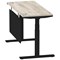 Air Modesty 1400mm Slim Rectangular Height Adjustable Desk, Black Leg & Modesty Panel, Grey Oak Air Modesty 1400mm Slim Rectangular Height Adjustable Desk, Black Leg & Modesty Panel, Grey Oak