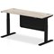 Air Modesty 1600mm Slim Rectangular Height Adjustable Desk, Black Leg & Modesty Panel, Grey Oak