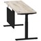 Air Modesty 1800mm Slim Rectangular Height Adjustable Desk, Black Leg & Modesty Panel, Grey Oak