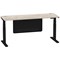 Air Modesty 1800mm Slim Rectangular Height Adjustable Desk, Black Leg & Modesty Panel, Grey Oak