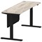 Air Modesty 1800mm Slim Rectangular Height Adjustable Desk, Black Leg & Modesty Panel, Grey Oak