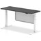 Air 1600mm Slim Rectangular Height Adjustable Desk with Modesty Panel, White Leg and Panel, Black