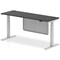 Air 1800mm Slim Rectangular Height Adjustable Desk and Modesty Panel, Silver Leg and Panel, Black