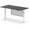 Air 1600mm Rectangular Height Adjustable Desk with Modesty Panel, White Leg and Panel, Black