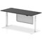 Air 1800mm Rectangular Height Adjustable Desk with Modesty Panel, White Leg and Panel, Black