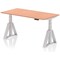 Air 1600mm Height Adjustable Desk, Silver Leg with Piste Foot, Beech