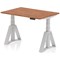 Air 1200mm Height Adjustable Desk, Silver Leg with Piste Foot, Walnut