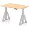 Air 1200mm Height Adjustable Desk, Silver Leg with Piste Foot, Maple