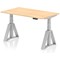 Air 1400mm Height Adjustable Desk, Silver Leg with Piste Foot, Maple