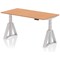 Air 1600mm Height Adjustable Desk, Silver Leg with Piste Foot, Oak
