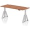 Air 1800mm Height Adjustable Cable Port Desk, Silver Leg with Piste Foot, Walnut