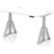 Air 1400mm Height Adjustable Cable Port Desk, Silver Leg with Piste Foot, White