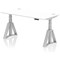 Air 1600mm Height Adjustable Cable Ports Desk, Silver Leg with Piste Foot, White