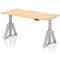 Air 1600mm Height Adjustable Cable Ports Desk, Silver Leg with Piste Foot, Maple