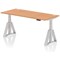 Air 1800mm Height Adjustable Cable Port Desk, Silver Leg with Piste Foot, Oak
