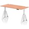 Air 1600mm Height Adjustable Cable Ports Desk, White Leg with Piste Foot, Beech