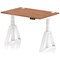 Air 1200mm Height Adjustable Cable Port Desk, White Leg with Piste Foot, Walnut