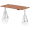 Air 1600mm Height Adjustable Cable Ports Desk, White Leg with Piste Foot, Walnut