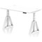 Air 1400mm Height Adjustable Cable Port Desk, White Leg with Piste Foot, White
